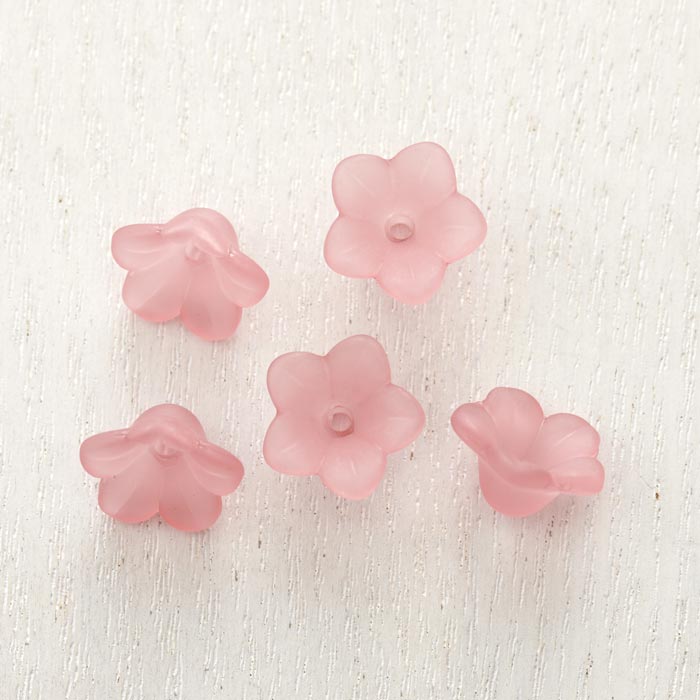 アクリルビーズ/フラワー フロストピンク 11.5mm【ビーズ/ハンドメイド/手芸/手作り/お花のビーズ/ビー..