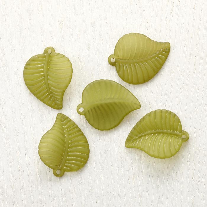アクリルビーズ/リーフ フロストティーグリーン 21.5×17.5mm【ビーズ/ハンドメイド/手芸/手作り/葉のビ..