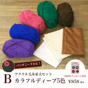 アクリル毛糸並太セットB カラフルディープ5色【購入特典図案集付き】【パンチニードル・ニードルパンチ・フリーステッチ・パンチングニードル・ニードル刺繍】