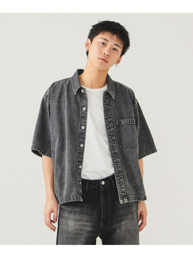 Rakuten - 【SALE／60%OFF】ショート デニム シャツ BEAMS ビームス アウトレット トップス シャツ・ブラウス ネイビー ブラック【RBA_E】【送料無料】[Rakuten Fashion]