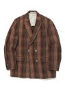 【SALE／60%OFF】BEAMS PLUS / 4ボタン イカット チェック ダブルブレステッド ジャケット BEAMS MEN ビームス アウトレット ジャケット・アウター テーラードジャケット・ブレザー ブラウン ネイビー【RBA_E】【送料無料】[Rakuten Fashion]