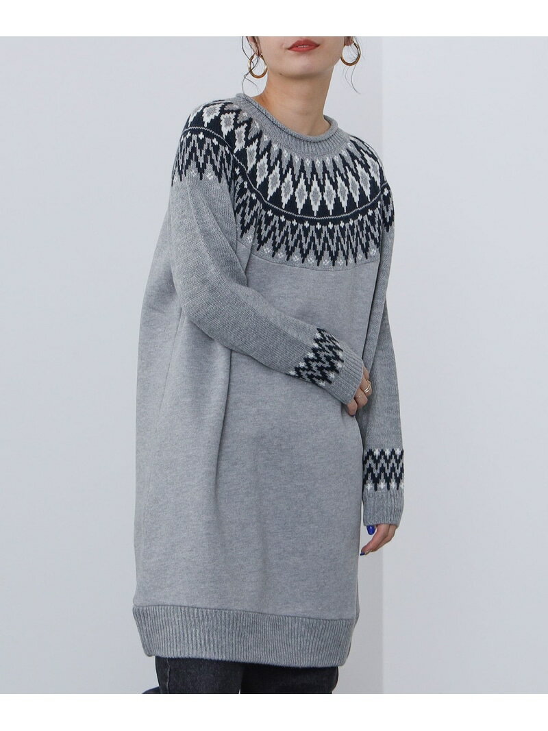 【SALE／70%OFF】ジャカードニット コンビ ワンピース BEAMS HEART WOMEN ビームス アウトレット ワンピース・ドレス その他のワンピース・ドレス ブラック ホワイト グレー【RBA_E】[Rakuten Fashion]