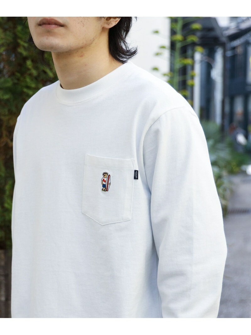 【SALE／40%OFF】サーフベア ロングスリーブ Tシャツ BEAMS HEART MEN ビームス アウトレット トップス カットソー・Tシャツ ホワイト ベージュ ネイビー【RBA_E】[Rakuten Fashion]