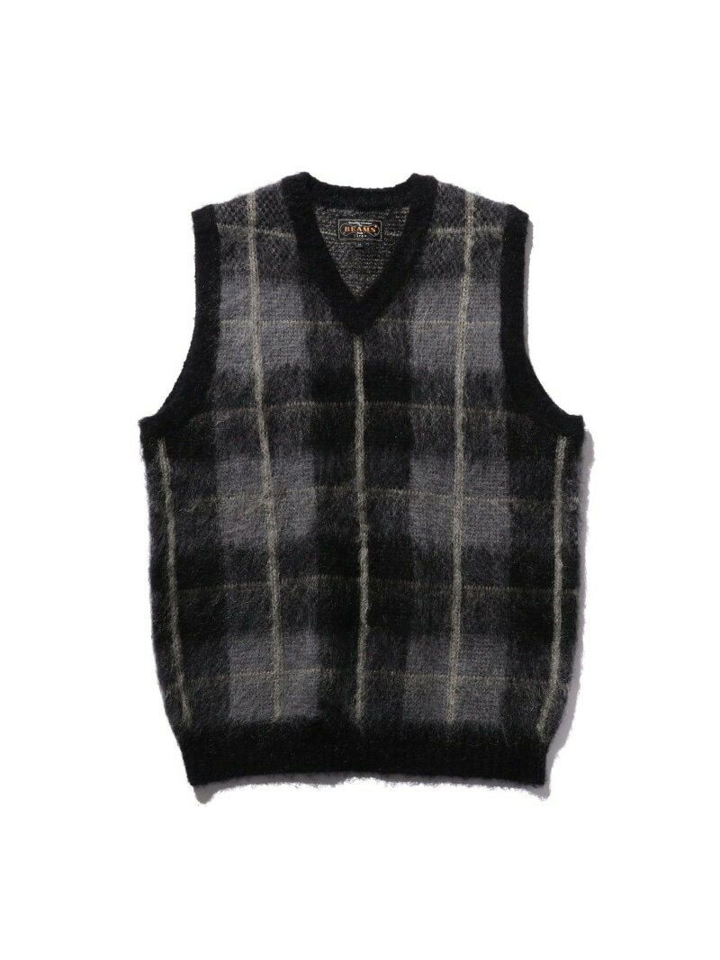 【SALE／60%OFF】モヘヤ チェック ベスト BEAMS PLUS ビームス アウトレット トップス ベスト・ジレ グ..