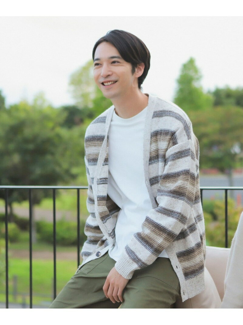 【SALE/70%OFF】ネップ ボーダー Vネック カーディガン B:MING by BEAMS ビームス アウトレット トップス ニット ブルー ホワイト【...