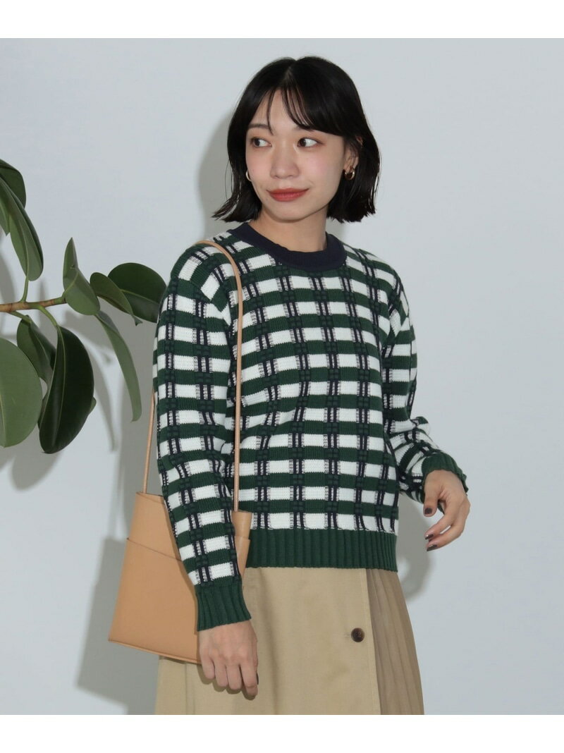 【SALE／40%OFF】フクレ チェック ニット BEAMS HEART WOMEN ビームス アウトレット トップス ニット グリーン【RBA_E】[Rakuten Fashion]