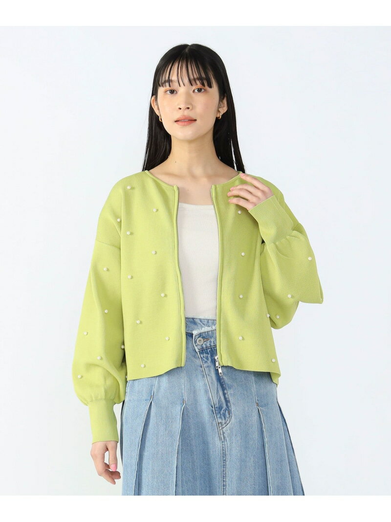 【SALE／50%OFF】ダブルジップ パール カーディガン(手洗い可能) BEAMS HEART WOMEN ビームス アウトレ..
