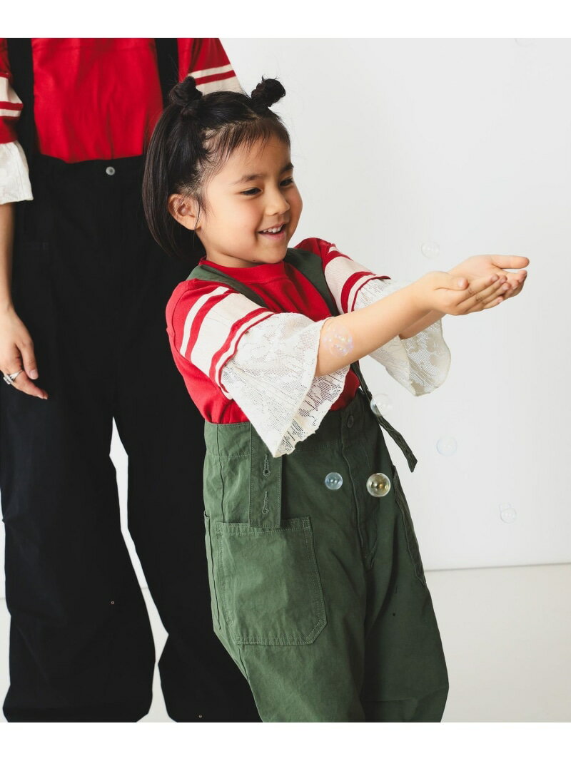 【SALE／50%OFF】GO TO HOLLYWOOD * B:MING by BEAMS / 別注 フットボール フリル Tシャツ(100~150cm) B:MING by BEAMS ビームス アウトレット トップス カットソー・Tシャツ レッド グレー【RBA_E】[Rakuten Fashion]のサムネイル