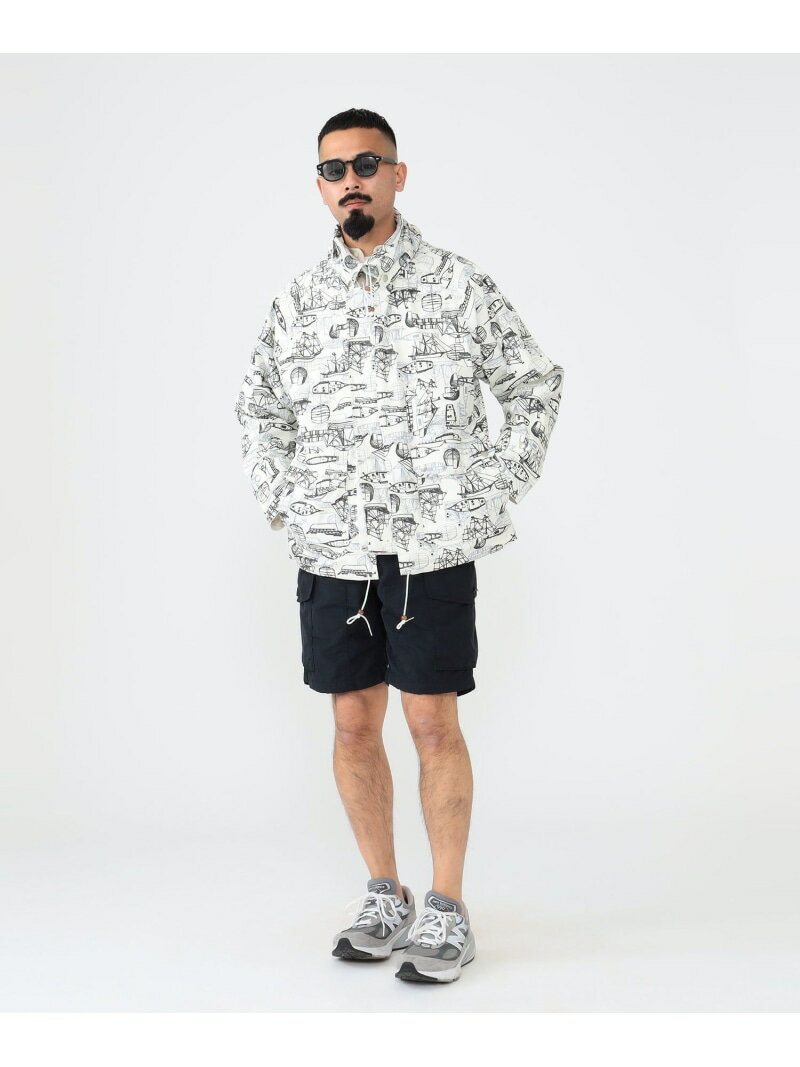 【SALE／50%OFF】BEAMS PLUS / 2レイヤー プリント セーリング ジャケット BEAMS PLUS ビームス アウトレット ジャケット・アウター ブルゾン・ジャンパー ブルー ホワイト【RBA_E】【送料無料】[Rakuten Fashion]