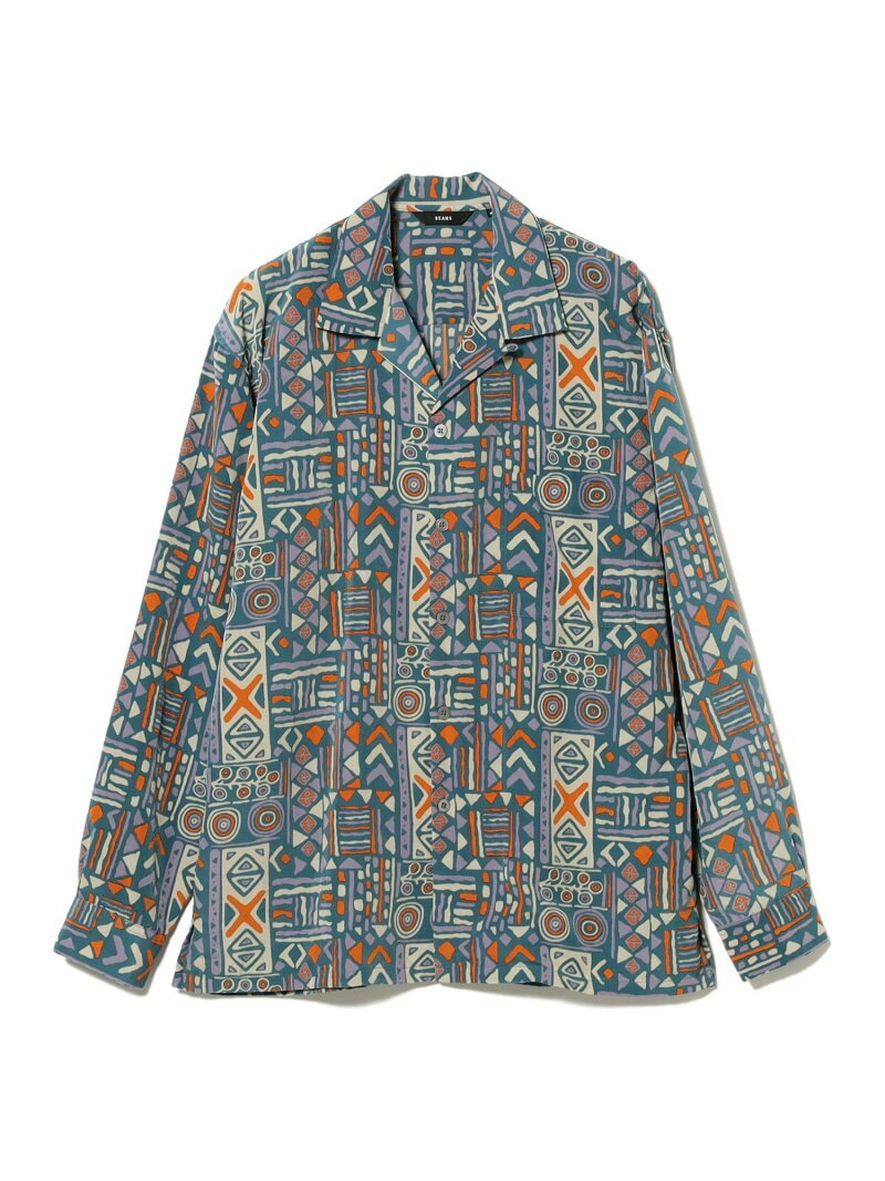【SALE／40%OFF】プリント オープンカラーシャツ BEAMS ビームス アウトレット トップス シャツ・ブラウス ブルー ブラック【RBA_E】【送料無料】[Rakuten Fashion]のサムネイル