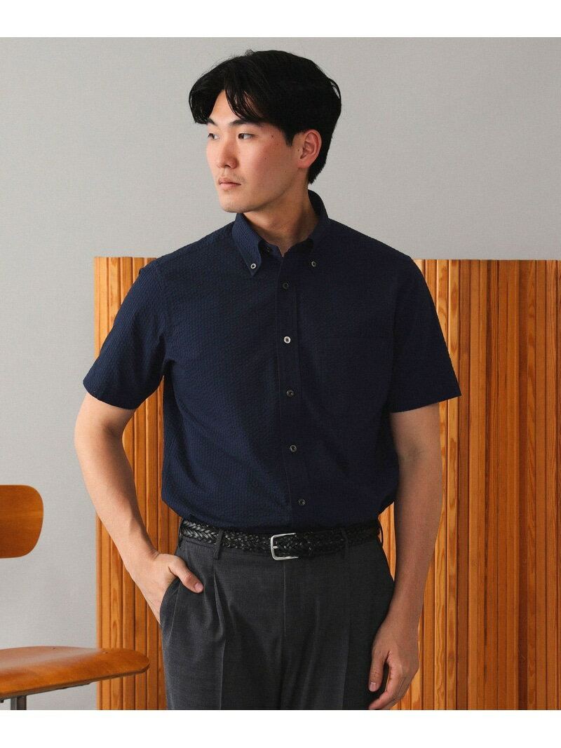 【SALE／40%OFF】COOLMAX(R) シアサッカー ボタンダウンシャツ BEAMS F ビームス アウトレット トップス シャツ・ブラウス ネイビー ホワイト【RBA_E】【送料無料】[Rakuten Fashion]