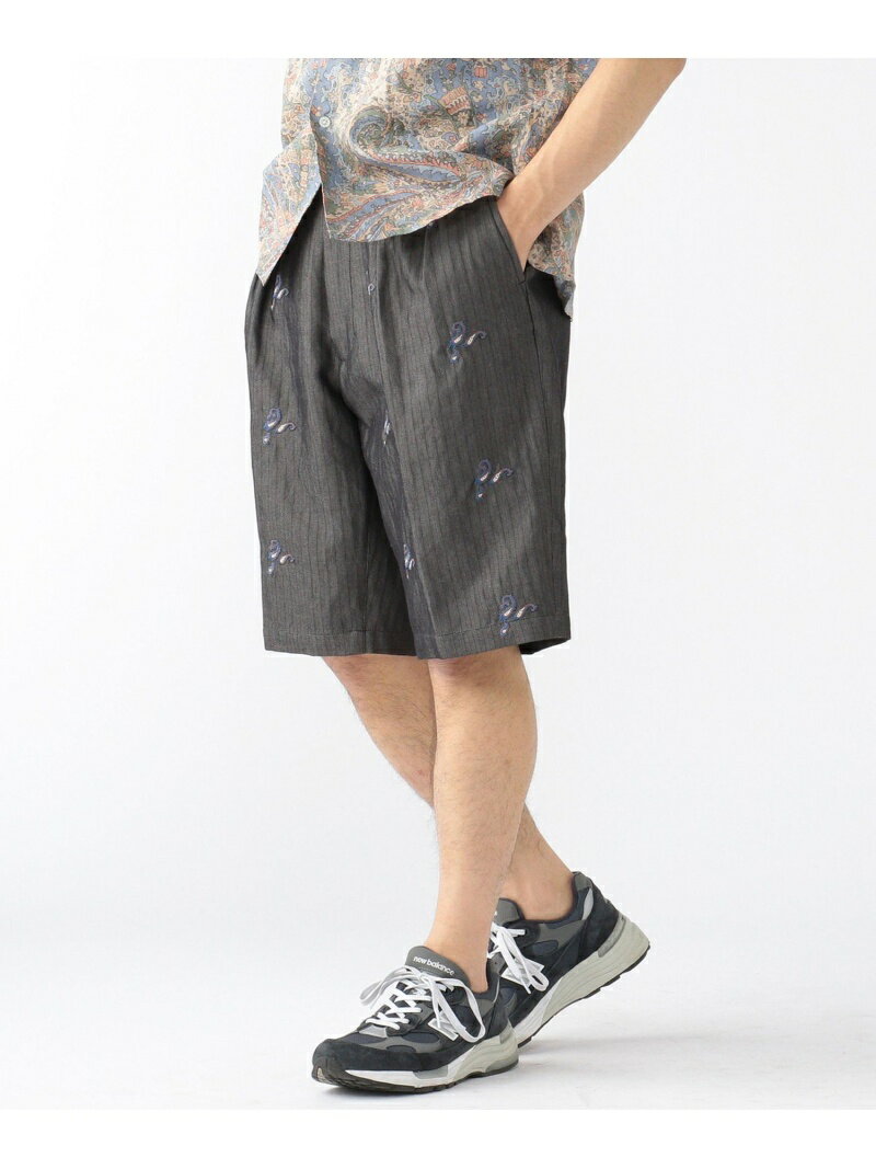 【SALE／60%OFF】BEAMS PLUS / 2プリーツ エンボスヘリンボーン ショートパンツ BEAMS MEN ビームス アウトレット パンツ その他のパンツ ブラック ブラウン【RBA_E】【送料無料】[Rakuten Fashion]