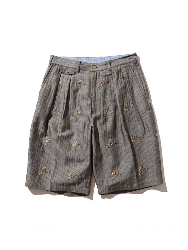 【SALE／60%OFF】BEAMS PLUS / 2プリーツ エンボスヘリンボーン ショートパンツ BEAMS MEN ビームス アウトレット パンツ その他のパンツ ブラック ブラウン【RBA_E】【送料無料】[Rakuten Fashion]