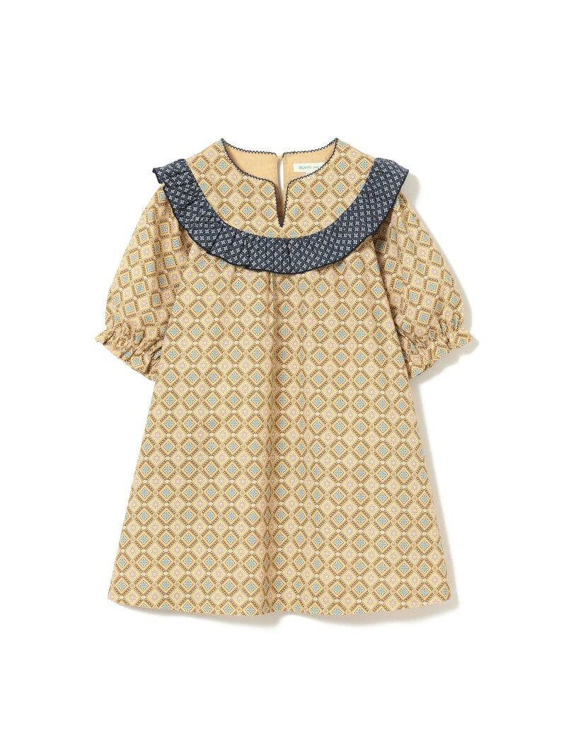 【SALE／30%OFF】総柄 フリル ワンピース (90~140cm) BEAMS mini ビームス アウトレット ワンピース・ドレス ワンピース イエロー ネイビー【RBA_E】[Rakuten Fashion]