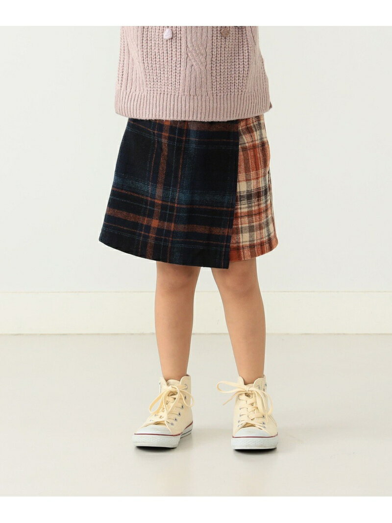 【SALE／40%OFF】BEAMS mini / パッチワーク チェック スカ-トパンツ (90~150cm) BEAMS mini ビームス アウトレット パンツ キュロット ネイビー【RBA_E】[Rakuten Fashion]