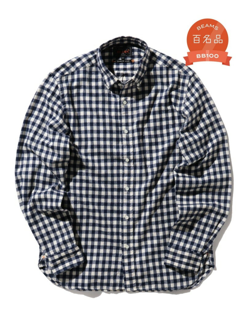 【ビームスの百名品】BEAMS PLUS / シャギーギンガムチェック ボタンダウンシャツ BEAMS PLUS ビームス メン トップス シャツ・ブラウス ベージュ ネイビー【送料無料】[Rakuten Fashion]のサムネイル
