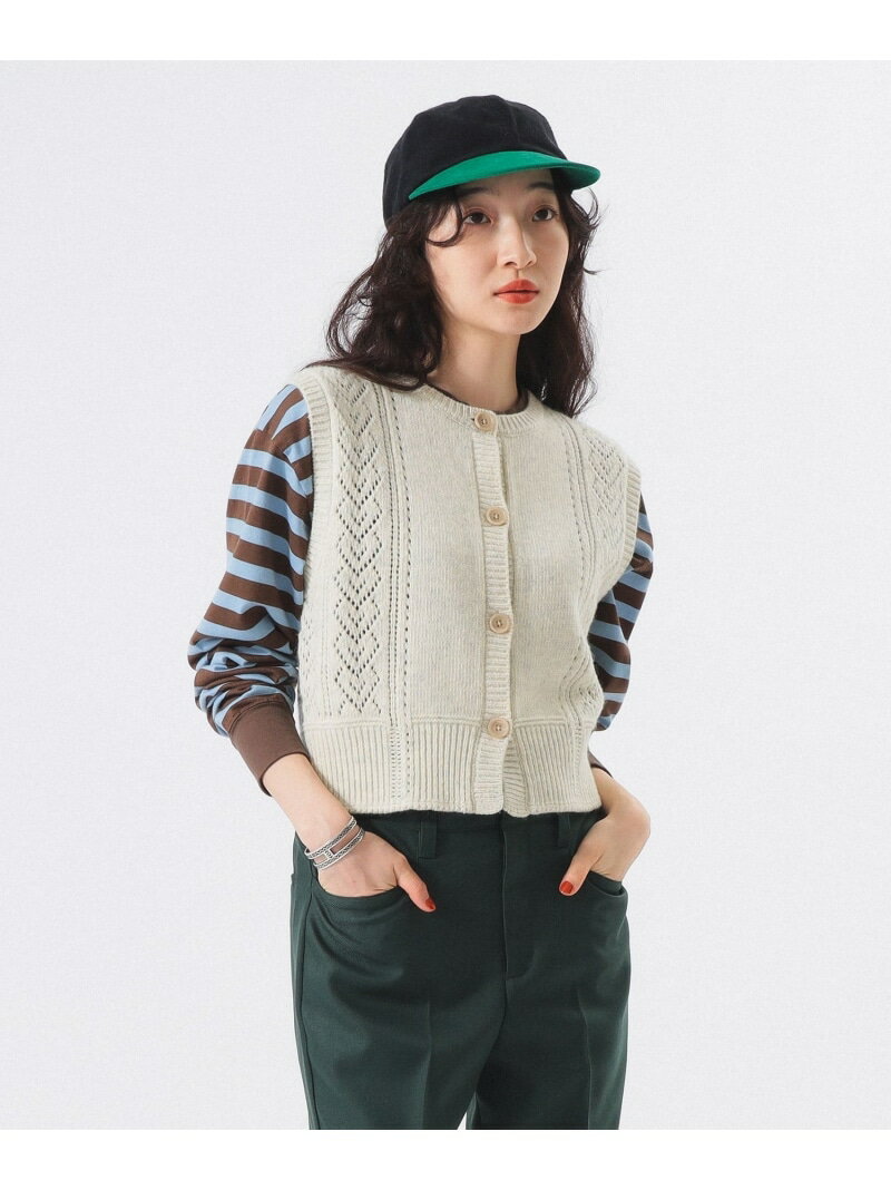 レース ニット ベスト BEAMS BOY ビームス ウイメン トップス ベスト・ジレ ブラック【送料無料】[Rakuten Fashion]