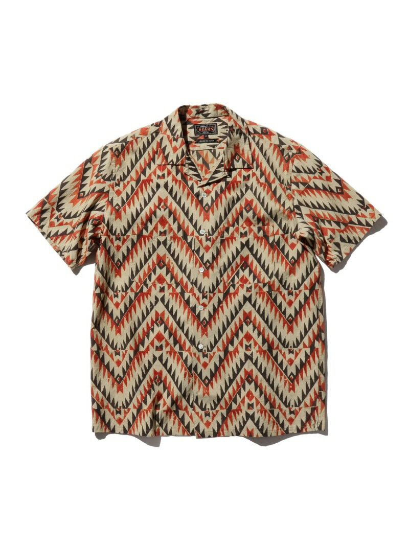 BEAMS PLUS｜ジグザグ ブロックプリント 半袖 オープンカラー シャツ BEAMS PLUS ビームス メン トップス シャツ・ブラウス ベージュ【送料無料】[Rakuten Fashion]のサムネイル