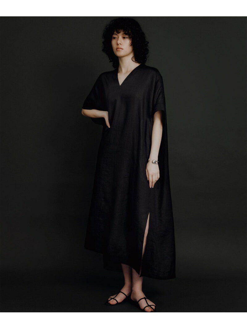リネン カフタン ワンピース Demi-Luxe BEAMS デミルクス ビームス ワンピース・ドレス ワンピース ブラック【送料無料】[Rakuten Fashion]