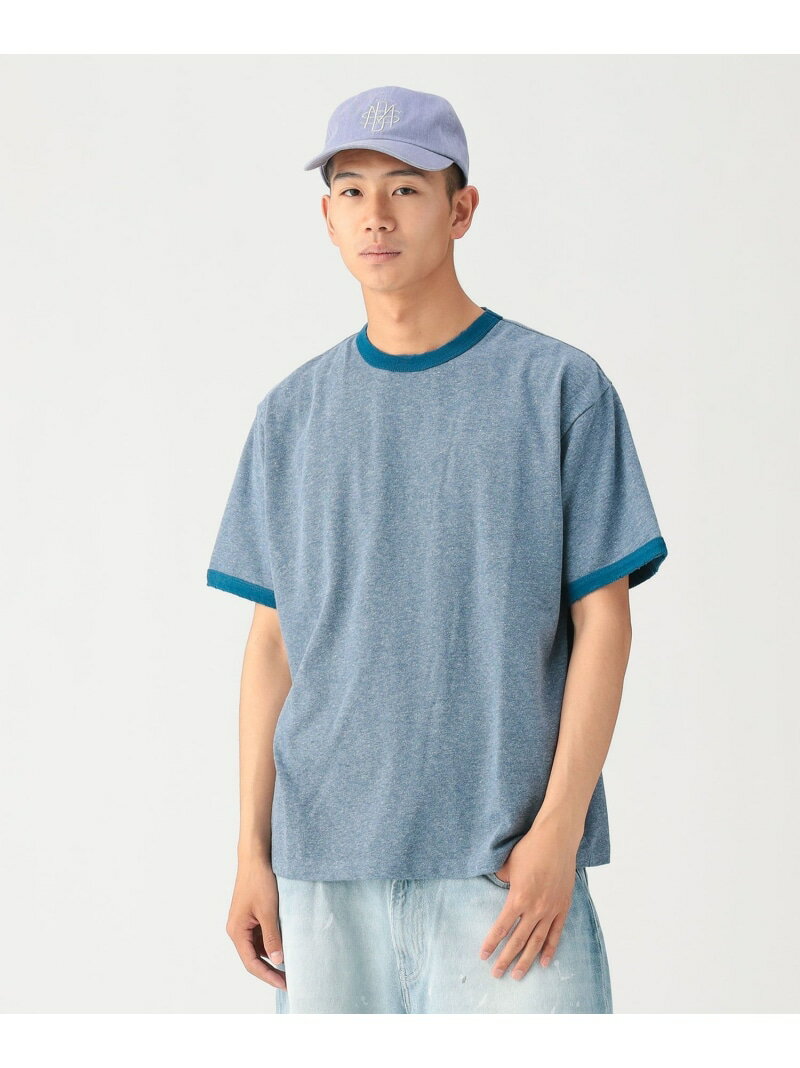 乐天商城 - ダメージ リンガー Tシャツ【リラックスフィット】 BEAMS ビームス メン トップス カットソー・Tシャツ ネイビー グレー【送料無料】[Rakuten Fashion]