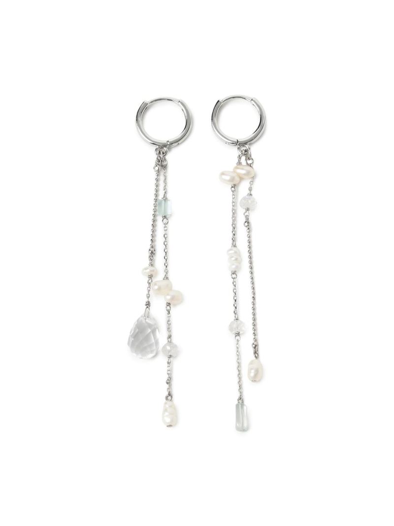 乐天商城 - 淡水&ストーン フープ ピアス Ray BEAMS ビームス ウイメン アクセサリー・腕時計 ピアス シルバー【送料無料】[Rakuten Fashion]