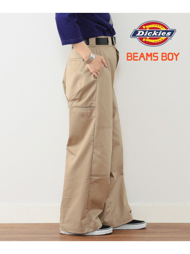 Dickies BEAMS BOY / 別注 ワイド ダブルニー パンツ BEAMS BOY ビームス ウイメン パンツ その他のパンツ ベージュ グリーン ネイビー【送料無料】 Rakuten Fashion