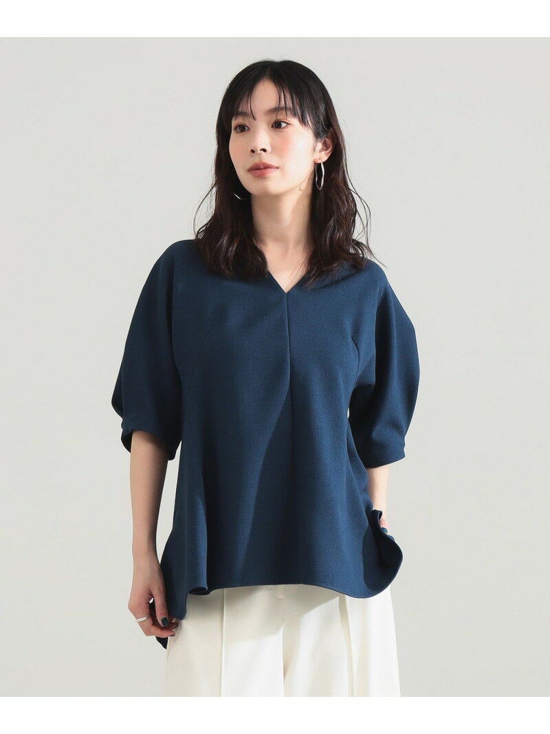 Rakuten - アムンゼン ペプラムブラウス Demi-Luxe BEAMS デミルクス ビームス トップス シャツ・ブラウス ネイビー グレー【送料無料】[Rakuten Fashion]