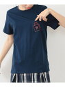 ＜追加14＞BEAMS BOY / ショップバッグロゴ ポケット Tシャツ ロゴT ポケT アウトドア 半袖 24SS BEAMS BOY ビームス ウイメン トップス カットソー・Tシャツ ネイビー ホワイト*