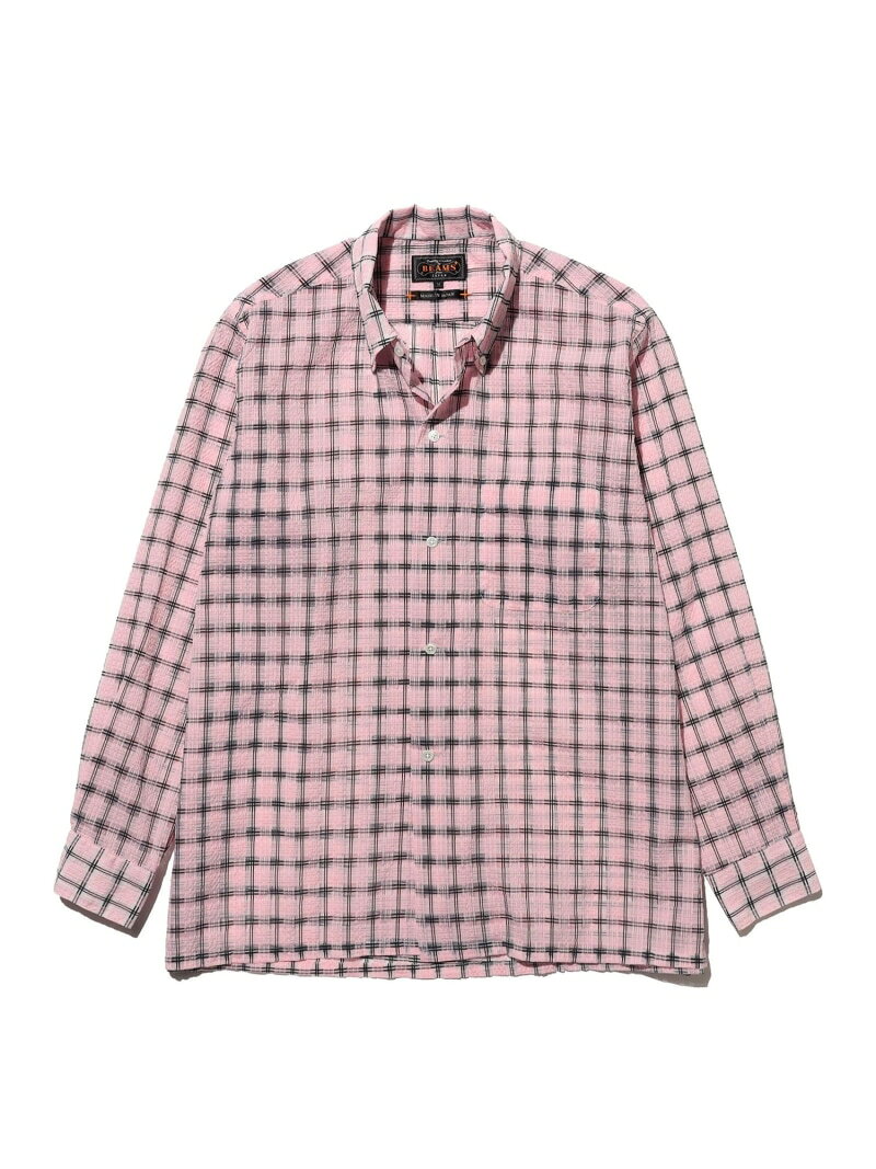 Open B.D. Nylon Airy Plaid BEAMS PLUS ビームス メン トップス シャツ・ブラウス ピンク オレンジ グリーン【送料無料】[Rakuten Fashion]