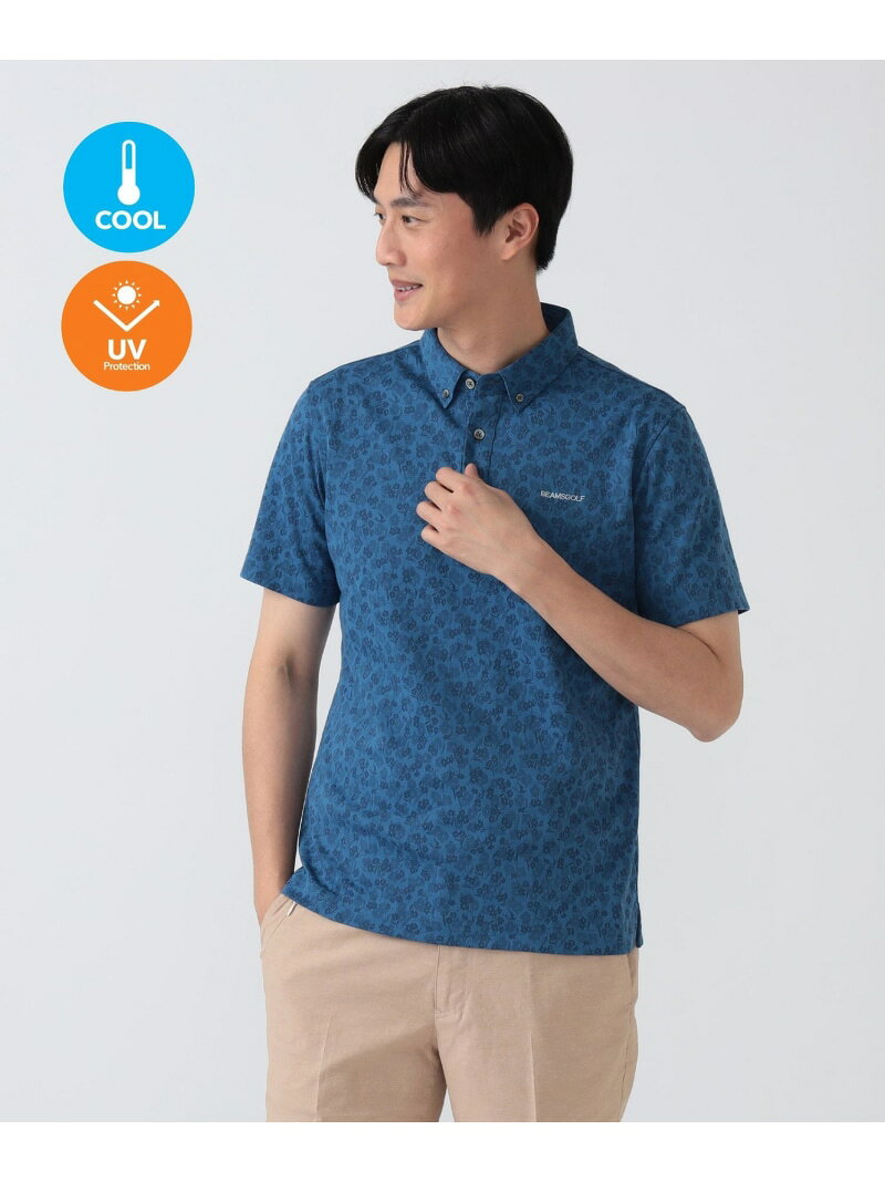乐天商城 - PURPLE LABEL / シャドーフラワー ジャカード ボタンダウンシャツ (接触冷感・吸水速乾・UVカット) BEAMS GOLF PURPLE LABEL ビームス ゴルフ トップス ポロシャツ ホワイト ネイビー【送料無料】[Rakuten Fashion]