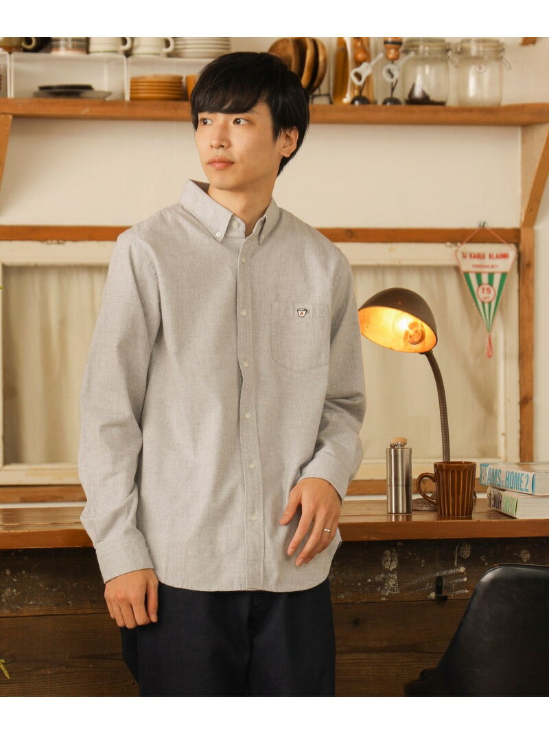 BEAMS HEART / コーヒー刺繍 ボタンダウン ネルシャツ BEAMS HEART MEN ビームス ハート トップス シャツ・ブラウス グレー ベージュ ネイビー【送料無料】[Rakuten Fashion]