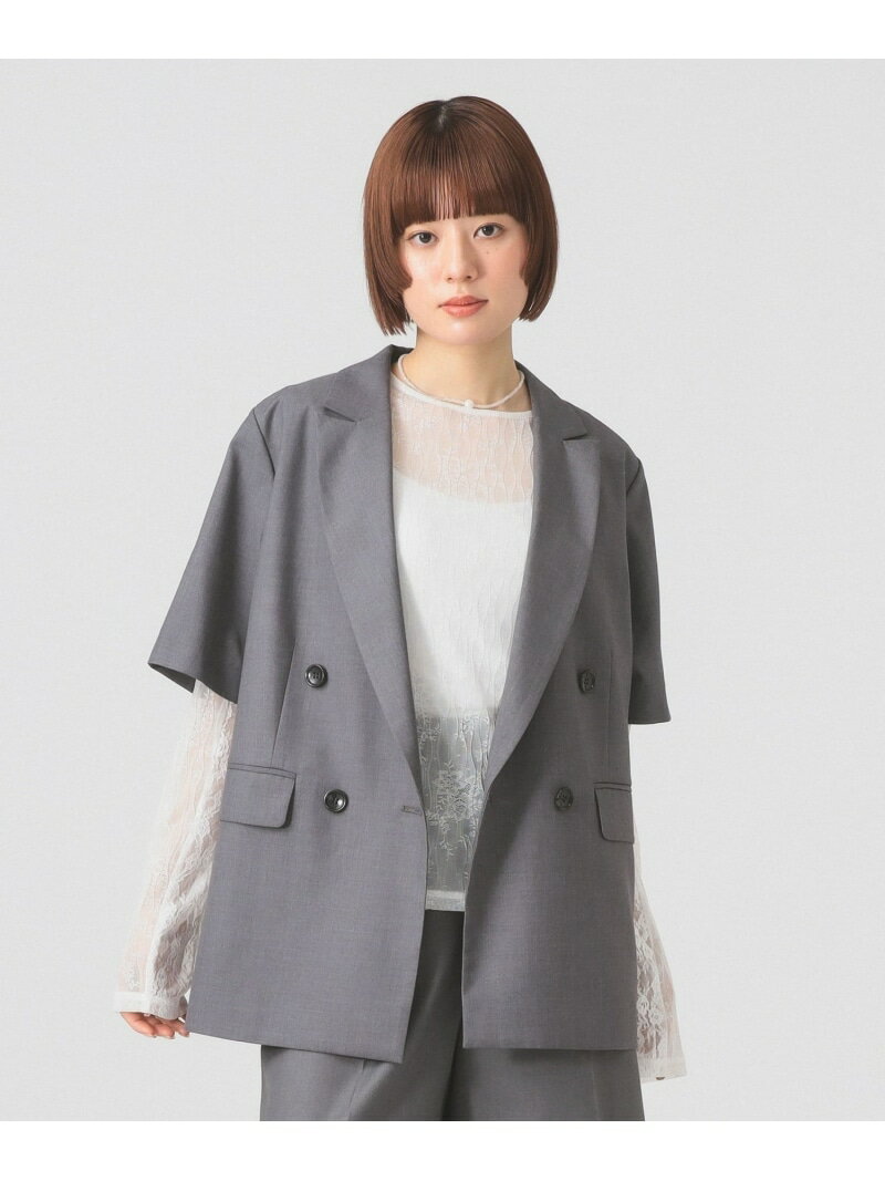 4ボタン ダブル ハーフスリーブ ジャケット 26SS Ray BEAMS ビームス ウイメン ジャケット・アウター テーラードジャケット・ブレザー ブラック【先行予約】*【送料無料】[Rakuten Fashion]