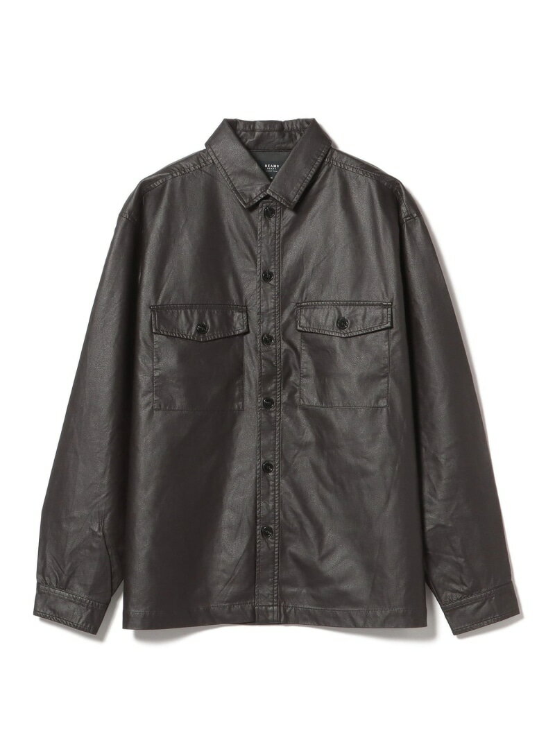 【SALE／40%OFF】フェイクレザー CPO シャツ BEAMS HEART MEN ビームス ハート トップス シャツ・ブラウス ブラック ブラウン【RBA_E】【送料無料】[Rakuten Fashion]