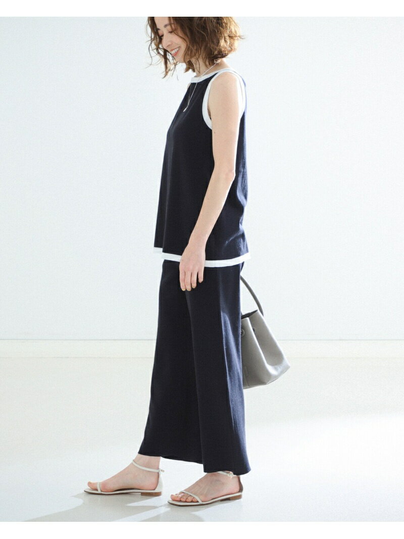 在庫最新品 SLOANE / 別注 ミラノリブ 配色 ノースリーブ ニット Demi-Luxe BEAMS デミルクス ビームス ニット 半袖ニット ベージュ:BEAMS/ビームス 即納在庫あ