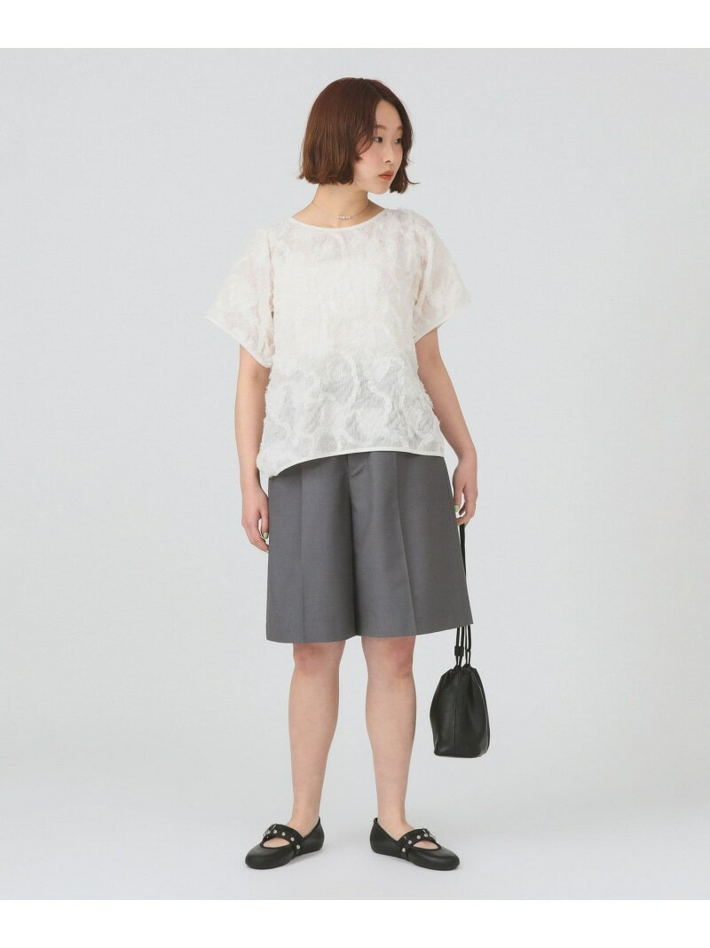 シュリンク ジャカード トップス Ray BEAMS ビームス ウイメン トップス カットソー・Tシャツ ホワイト ブラック【送料無料】[Rakuten Fashion]
