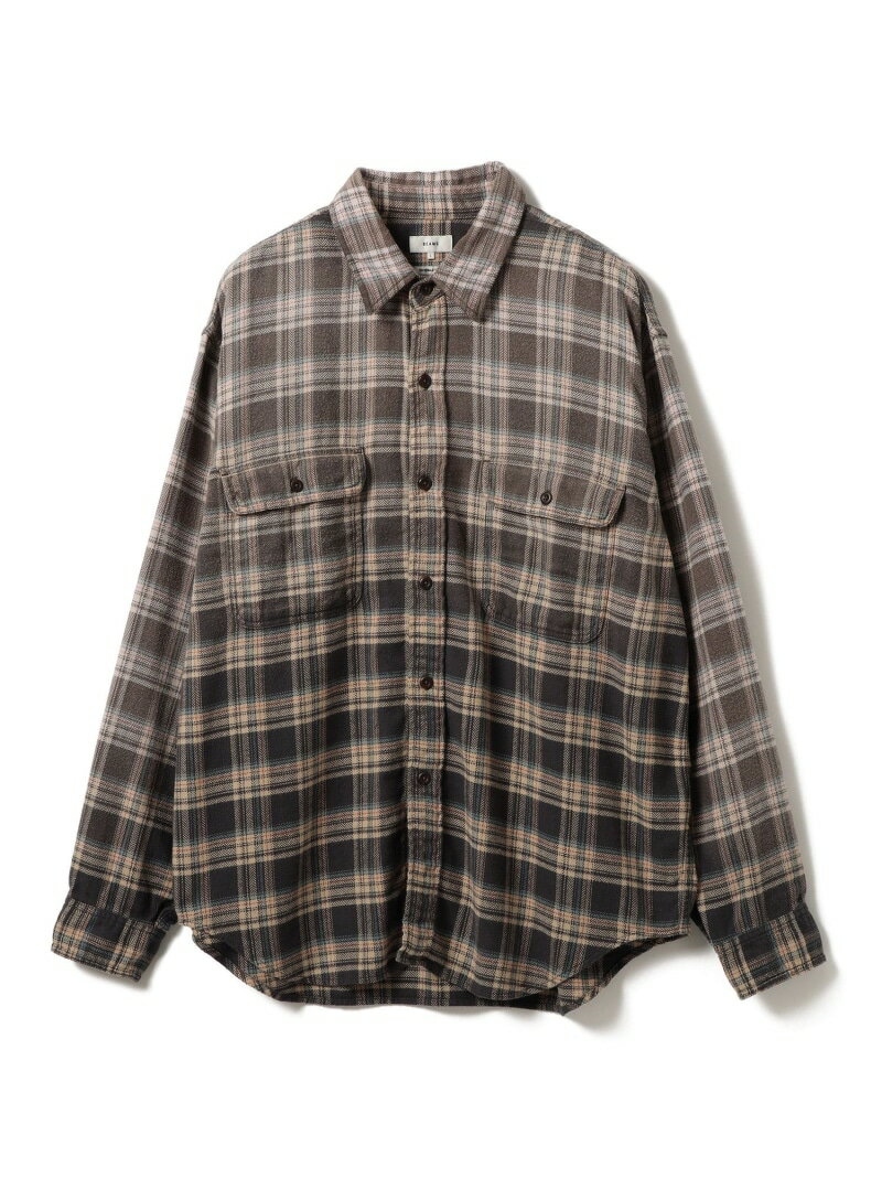 ワイドフィット フェード チェックシャツ BEAMS ビームス メン トップス シャツ・ブラウス ベージュ ブルー【送料無料】[Rakuten Fashion]のサムネイル