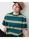 BEAMS BOY / エンブレム マルチボーダー Tシャツ BEAMS BOY ビームス ウイメン トップス カットソー Tシャツ グリーン ピンク ネイビー【送料無料】 Rakuten Fashion