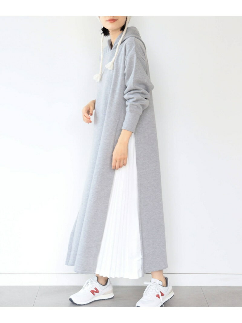 脇プリーツ フーディ ワンピース 24AW BEAMS HEART WOMEN ビームス ハート ワンピース・ドレス ワンピース グレー ブラック ベージュ【先行予約】*【送料無料】[Rakuten Fashion]のサムネイル