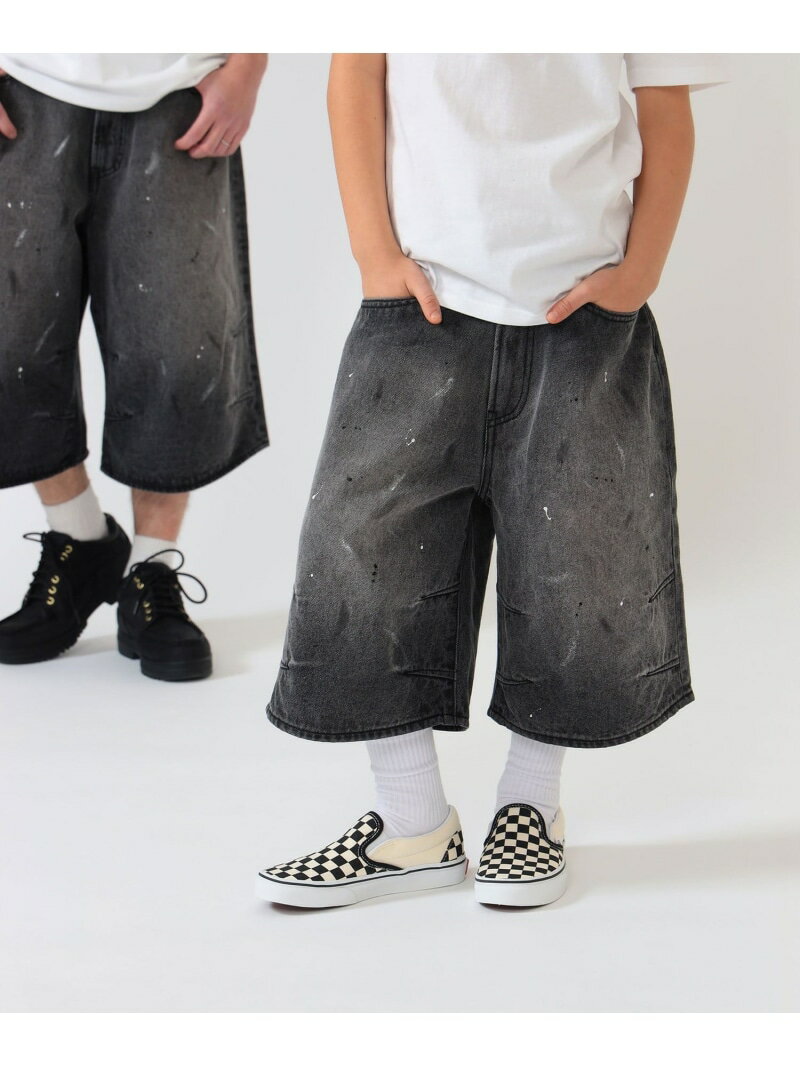 Rakuten - BEAMS * こども ビームス / クォーターレングス ペインター ワイド デニムパンツ (110~160cm) 26SS こども ビームス コドモ ビームス パンツ その他のパンツ ブラック【送料無料】[Rakuten Fashion]
