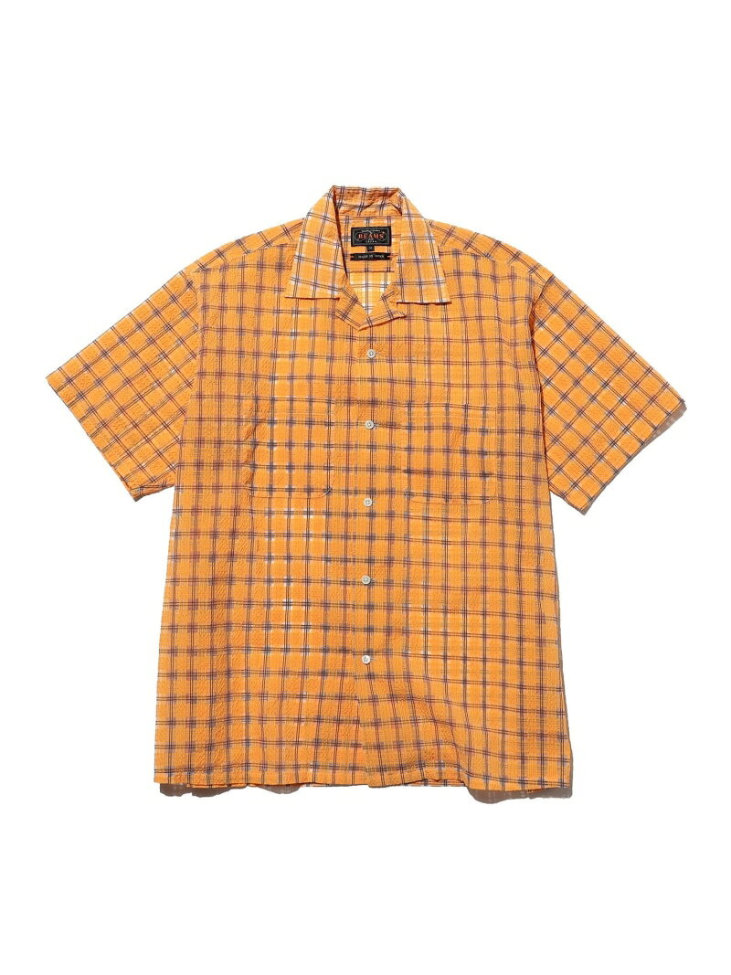 Open Collar Nylon Airy Plaid BEAMS PLUS ビームス メン トップス シャツ・ブラウス ピンク オレンジ グリーン【送料無料】[Rakuten Fashion]