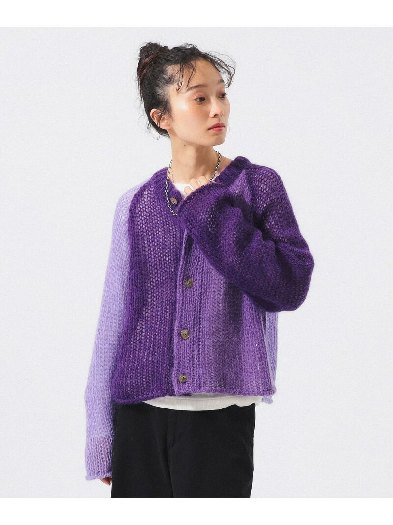 モヘア クレイジー カーディガン BEAMS BOY ビームス ウイメン トップス ニット パープル ブラウン【送料無料】[Rakuten Fashion]