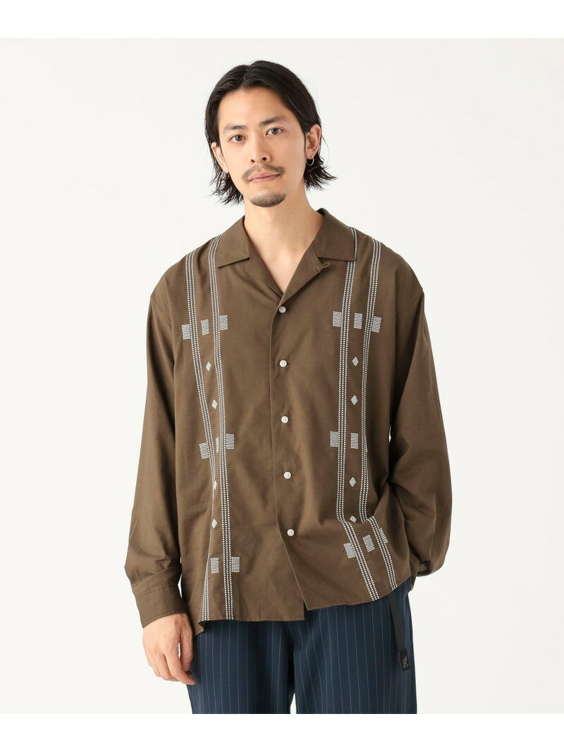 刺繍 オープンカラー シャツ B:MING by BEAMS ビーミング ライフストア バイ ビームス トップス シャツ・ブラウス ブラック グリーン【送料無料】[Rakuten Fashion]のサムネイル