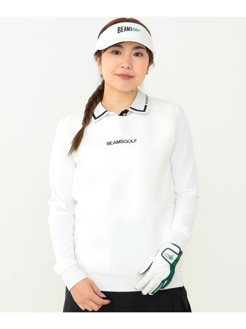 ＜WOMEN＞BEAMS GOLF ORANGE LABEL / クルーネック ニットベスト BEAMS GOLF ORANGE LABEL ビームス ゴルフ トップス ニット ホワイト ブラック カーキ【送料無料】 Rakuten Fashion