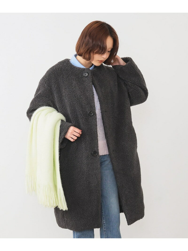 【WEB限定】GYMPHLEX / ボア ノーカラー コート Ray BEAMS ビームス ウイメン ジャケット・アウター そ..