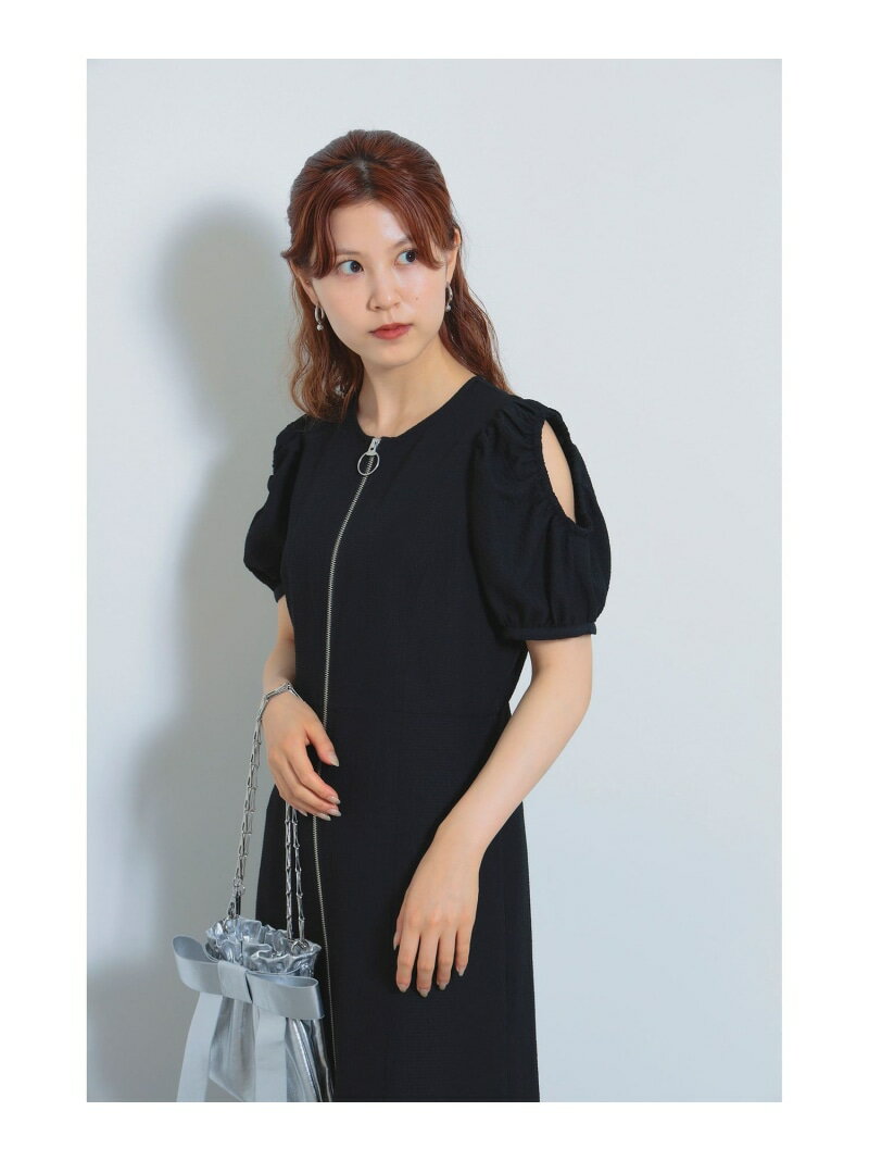 【SALE／60%OFF】Ray BEAMS / アーム オープン ジップ ワンピース Ray BEAMS ビームス ウイメン ワンピース・ドレス ワンピース ホワイト ブラック【RBA_E】【送料無料】[Rakuten Fashion]のサムネイル