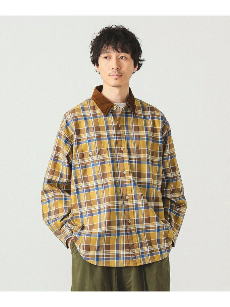 チェック ワークシャツ BEAMS ビームス メン トップス シャツ・ブラウス グリーン ベージュ【送料無料】[Rakuten Fashion]のサムネイル