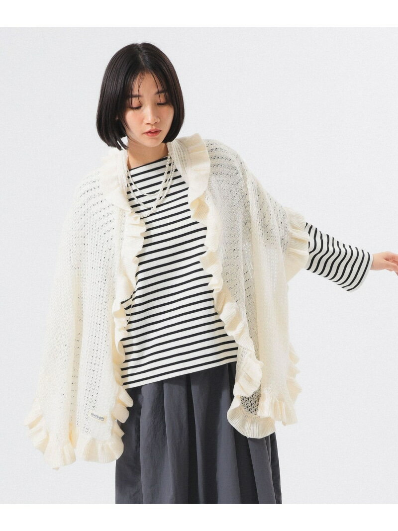 透かし編み フリル ストール 25AW ギフト プレゼント ホリデー BEAMS BOY ビームス ウイメン ファッション雑貨 マフラー・ストール・ネックウォーマー ブラウン ホワイト ブラック【送料無料】[Rakuten Fashion]