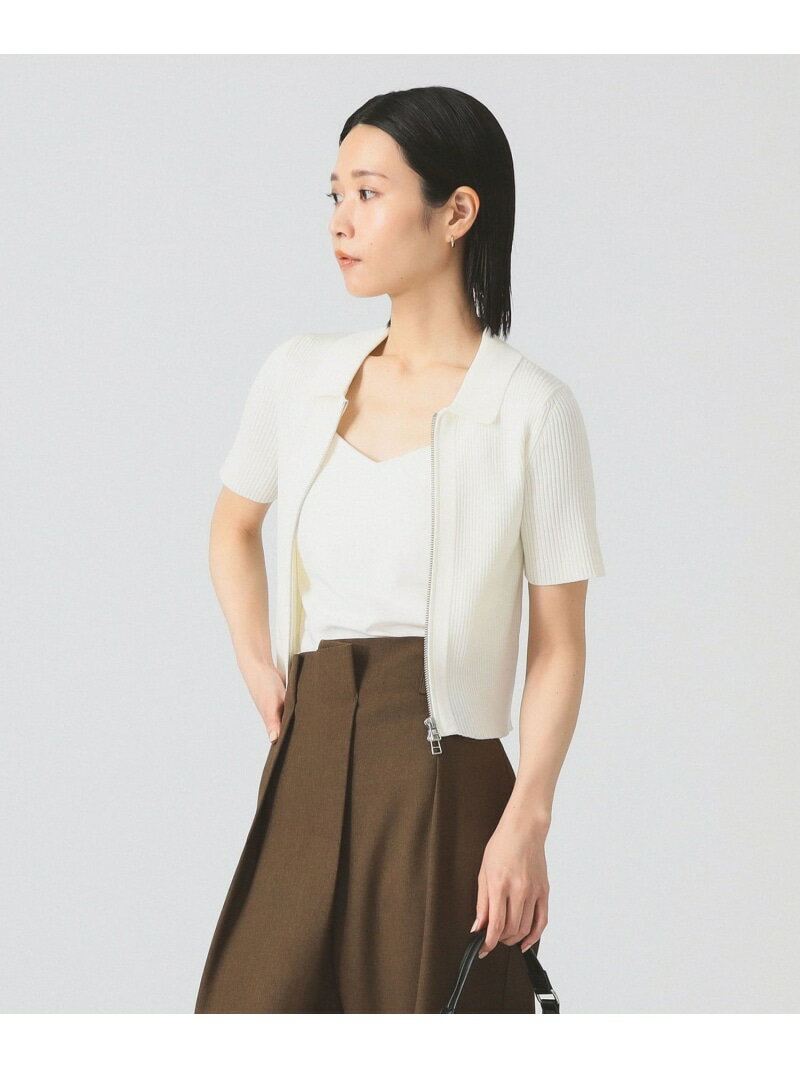 ハーフスリーブ ジップ ポロ カーディガン Ray BEAMS ビームス ウイメン トップス ニット ホワイト ブラック ブルー【送料無料】[Rakuten Fashion]のサムネイル