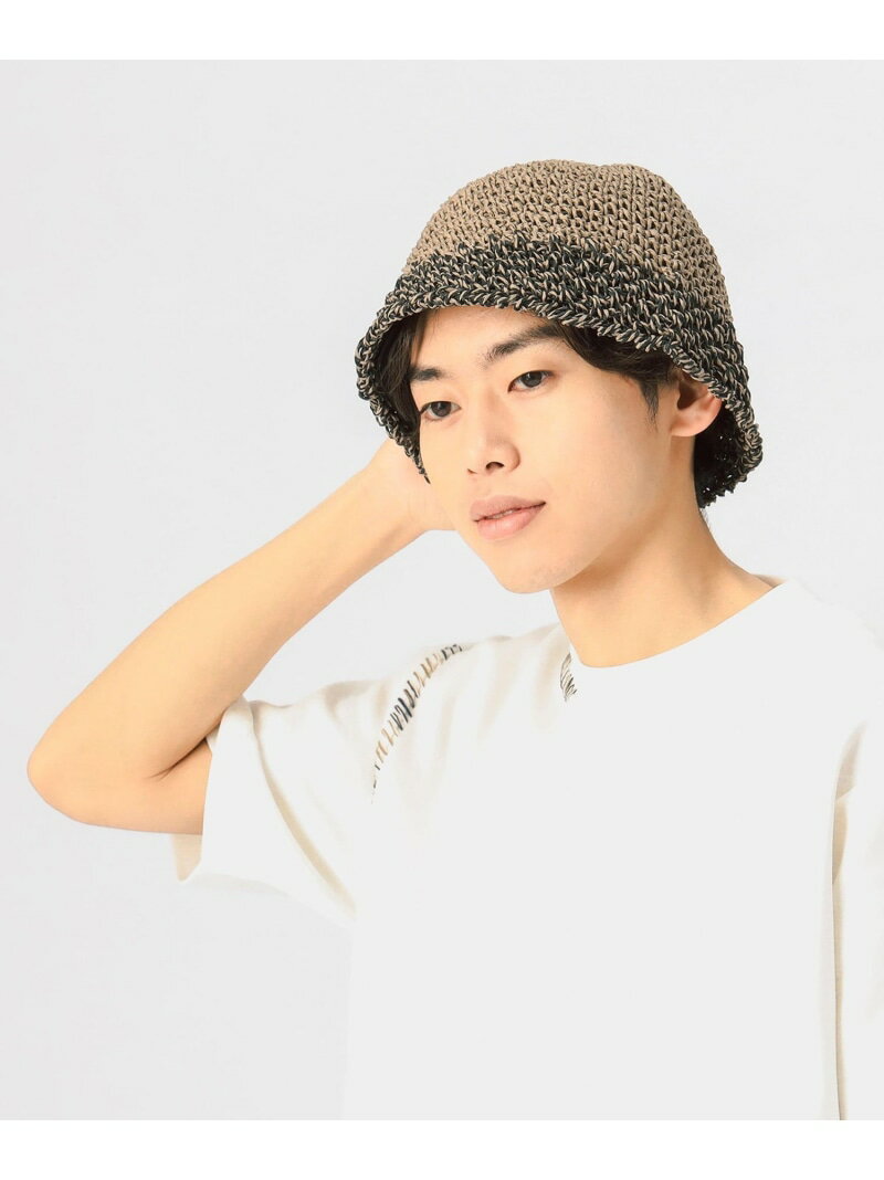 コマ編み 2トーン バケットハット BEAMS HEART MEN ビームス ハート 帽子 キャップ ブラック[Rakuten Fashion]のサムネイル