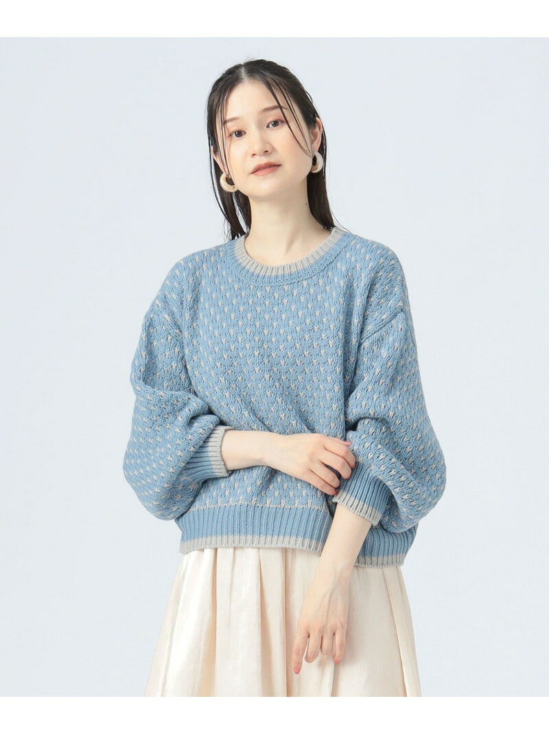 ドット柄 ジャカード ニット BEAMS HEART WOMEN ビームス ハート トップス ニット グレー ベージュ ブラック グリーン【送料無料】[Rakuten Fashion]